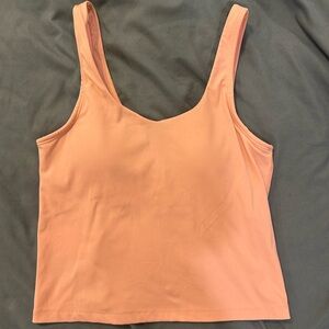 Pink Lily Built In Bra Workout Tank Cropped Size Medium Coral Color